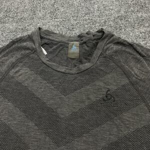 Odlo Shirt Mens Small Gray Long Sleeve Base Layer Athletic Performance Top